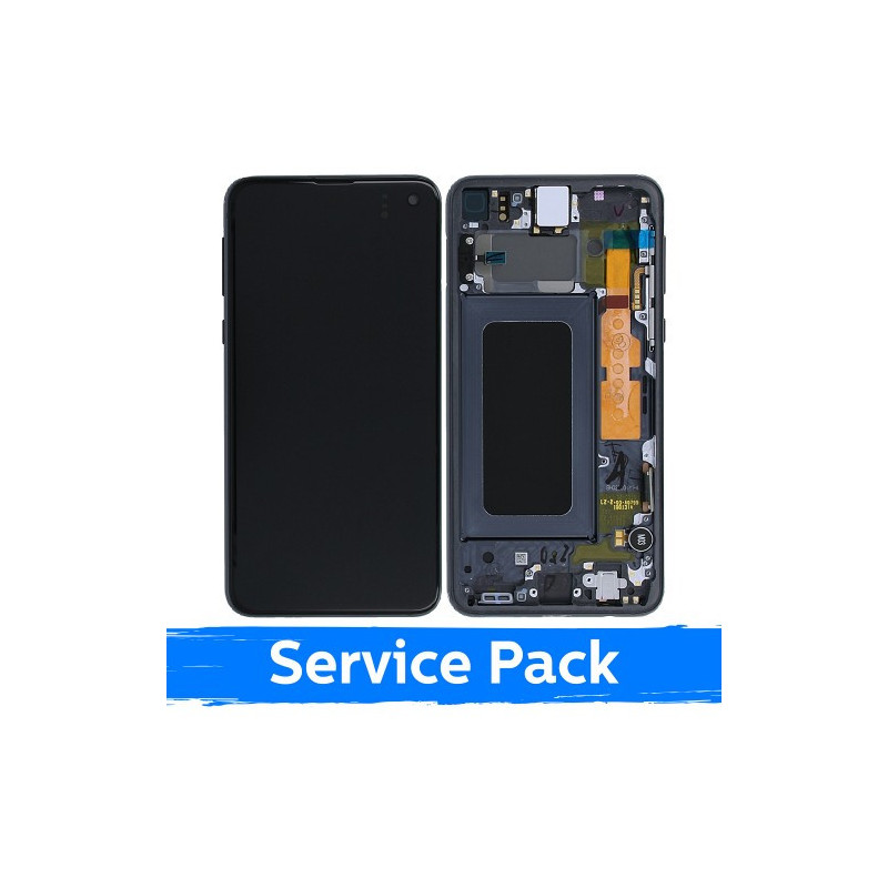 Screen for Samsung G970 S10e with frame / Prism Black / (Service Pack)