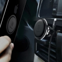 Automobilinis laikiklis Baseus 'Magnetic Air Vent'' sidabrinis (magnetinis / grotelėms)