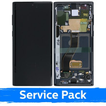 Screen for Samsung N970 Note 10 with frame / Aura Black / (Service Pack)