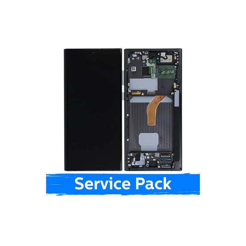 Ekranas skirtas Samsung S908 S22 Ultra su rėmeliu / Phantom Black / (Service Pack)