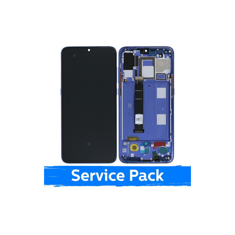 Ekranas skirtas Xiaomi Mi 9 su rėmeliu / Ocean Blue / (Service Pack)