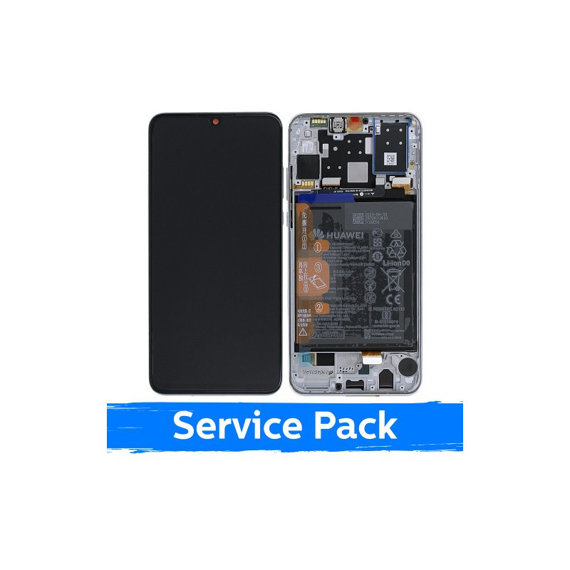 Screen for Huawei P30 Lite with frame / Pearl White / (Service Pack)