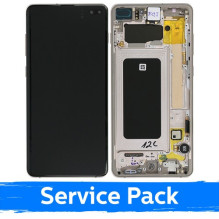 Screen for Samsung G975 S10 Plus with frame / Ceramic White / (Service Pack)