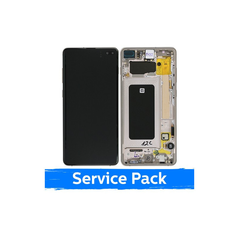 Screen for Samsung G975 S10 Plus with frame / Ceramic White / (Service Pack)