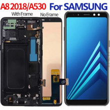 Ekranas skirtas Samsung A530 A8 2018 juodas HQ