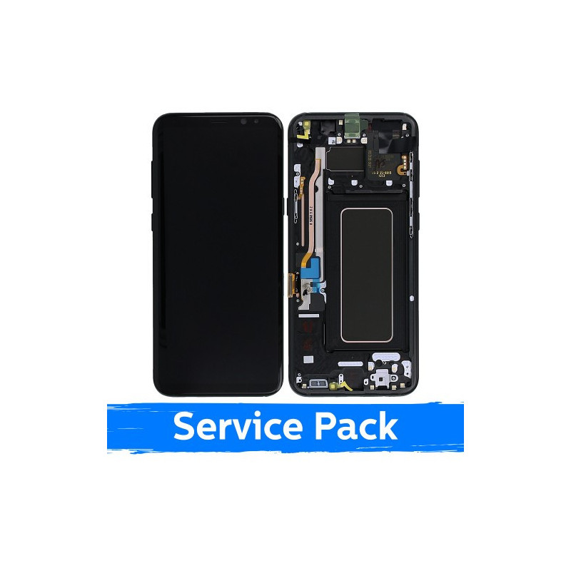 Ekranas skirtas Samsung G955 S8 Plus su rėmeliu / Midnight Black / (Service Pack)