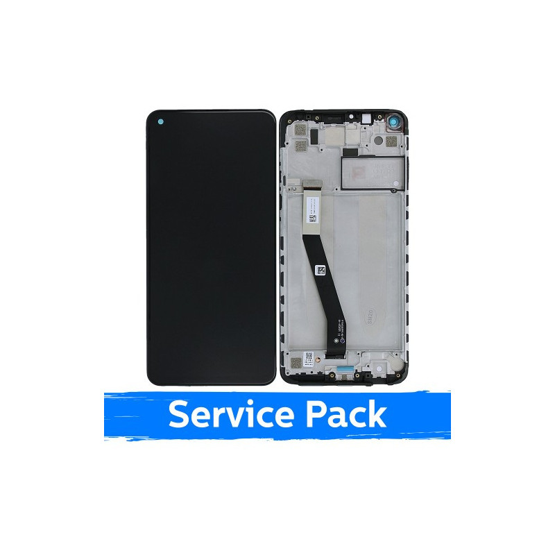 Ekranas skirtas Xiaomi Redmi Note 9 juodas su rėmeliu (Service Pack)