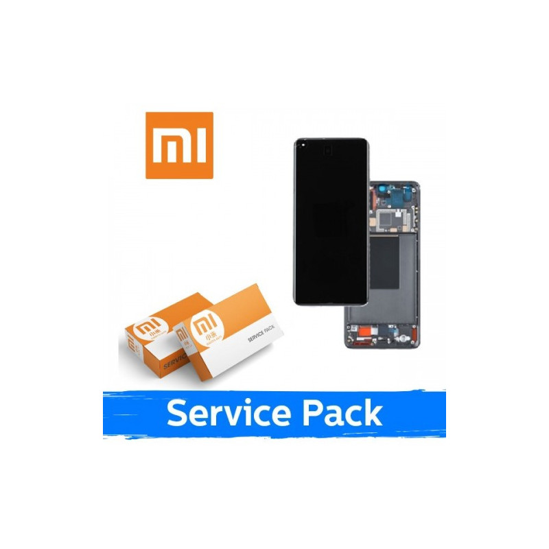 Ekranas skirtas Xiaomi 12 Lite 5G su rėmeliu / Black / (Service Pack)