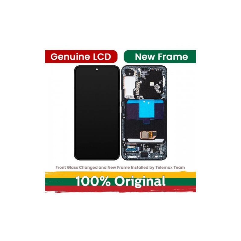 Screen for Samsung S901 S22 with frame / Phantom Black (Graphite) / (Updated: Telemax)