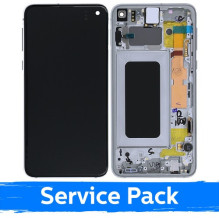 Ekranas skirtas Samsung G970 S10e su rėmeliu / Prism White / (Service Pack) +INCLUDING BATTERY