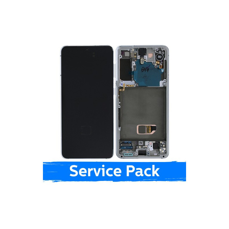 Ekranas skirtas Samsung G991 S21 su rėmeliu / Phantom White / (Service Pack)