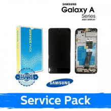 Screen for Samsung A037F A03s non-EU black with frame (Service Pack)