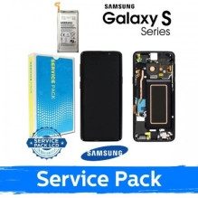 Screen for Samsung G960 S9 with frame / Midnight Black / (Service Pack) + INCLUDING BATTERY