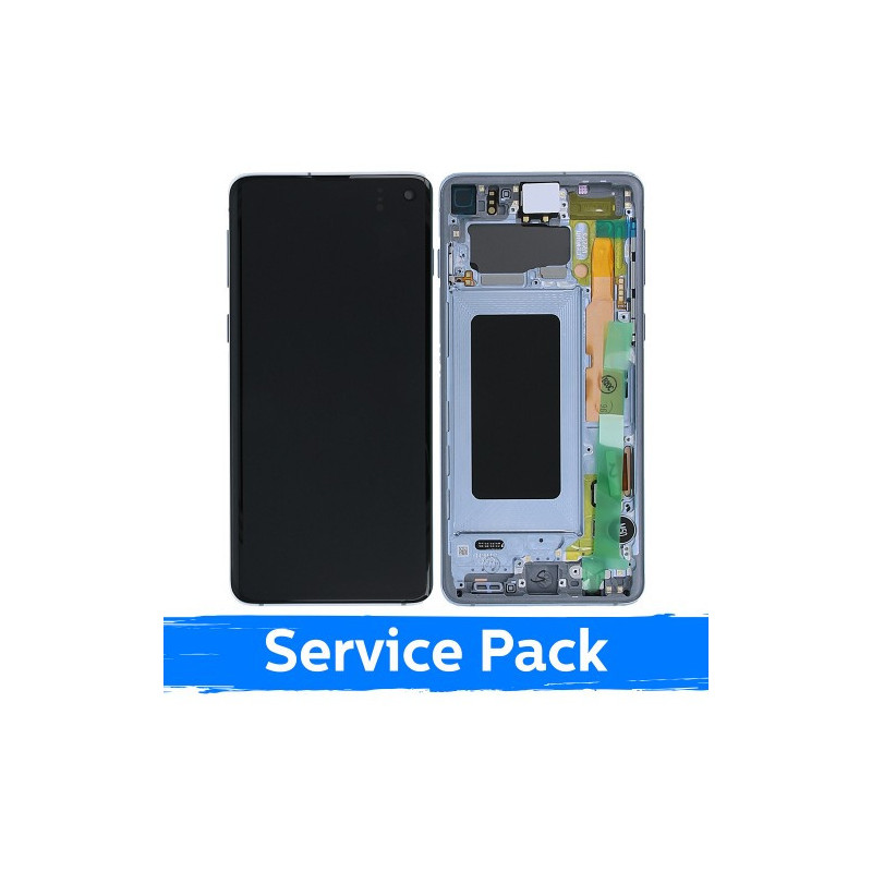 Ekranas skirtas Samsung G973 S10 su rėmeliu / Prism Blue / (Service Pack)