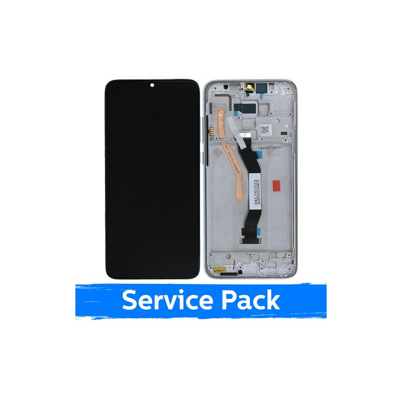 Screen for Xiaomi Redmi Note 8 Pro with frame / White / (Service Pack)