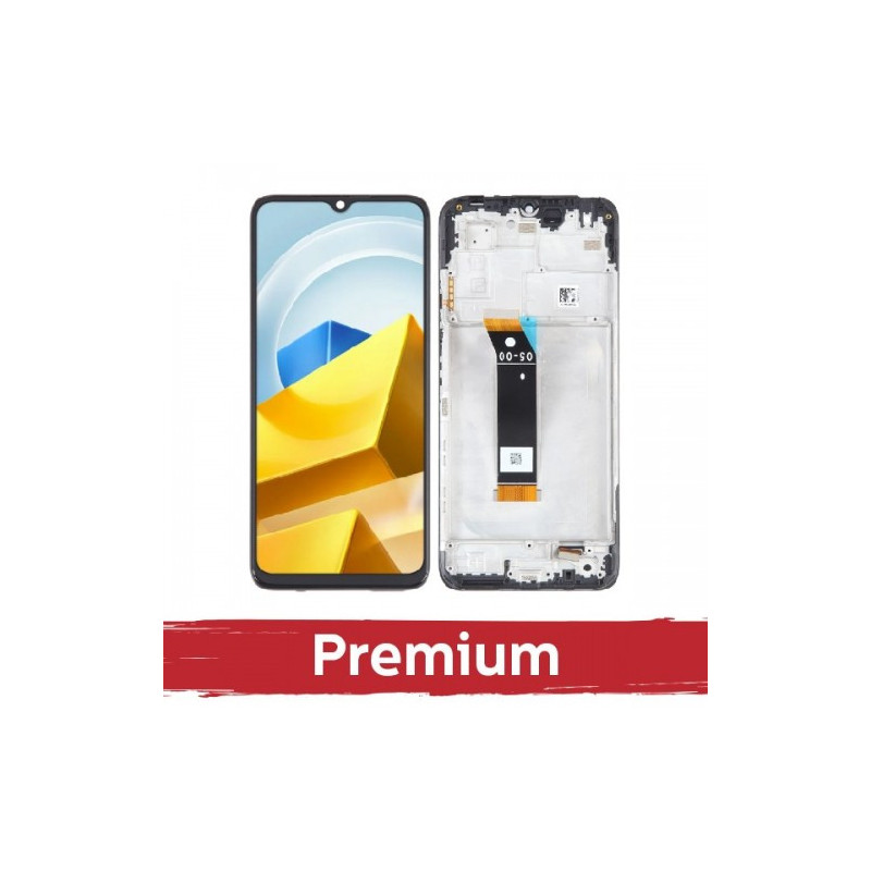 Ekranas skirtas Xiaomi Poco M5 / Poco M4 5G juodas su rėmeliu OEM
