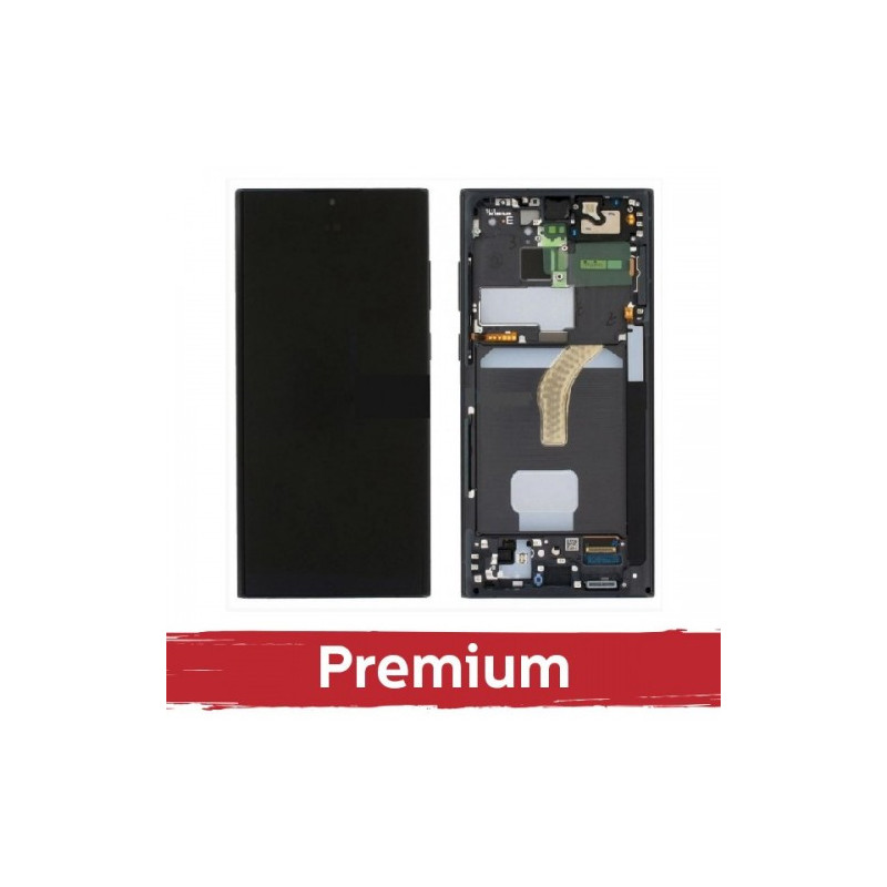 Screen for Samsung S908 S22 Ultra with frame / Phantom Black / OEM