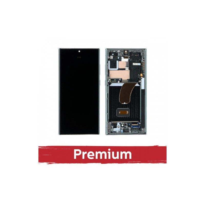 Screen for Samsung S918 S23 Ultra with frame / Phantom Black (Red) (Graphite) / OEM