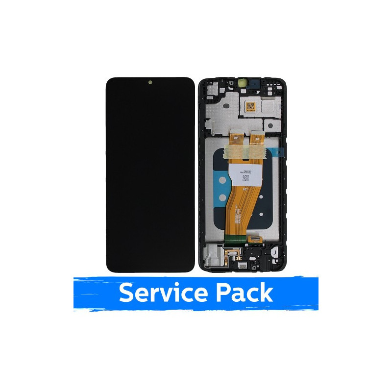 Screen for Samsung A055 A05 black with frame (Service Pack)