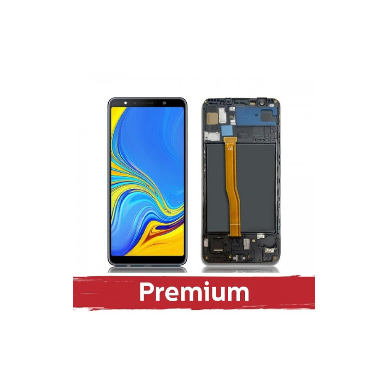Ekranas skirtas Samsung A750 2018 A7 juodas su rėmeliu OEM