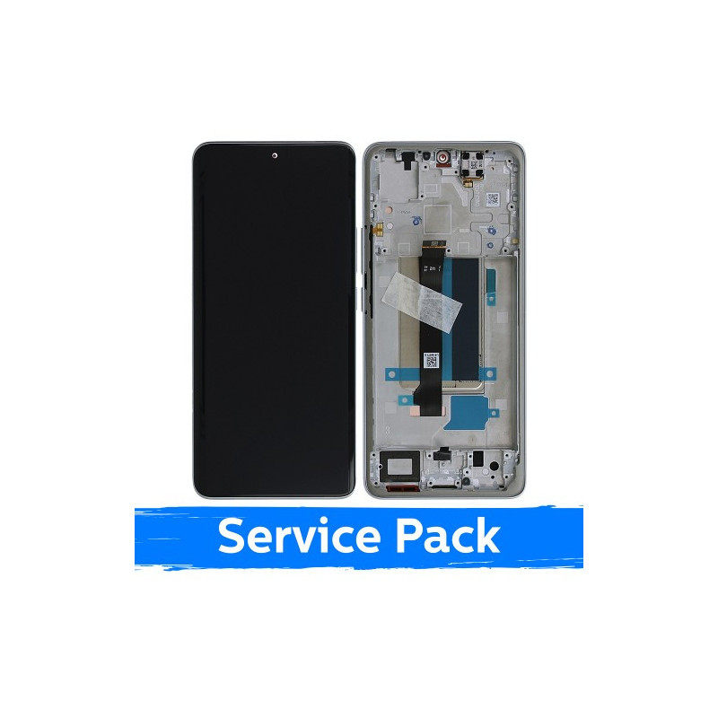 Ekranas skirtas Xiaomi Redmi Note 13 Pro+ 5G su rėmeliu / Moonlight White / (Service Pack)
