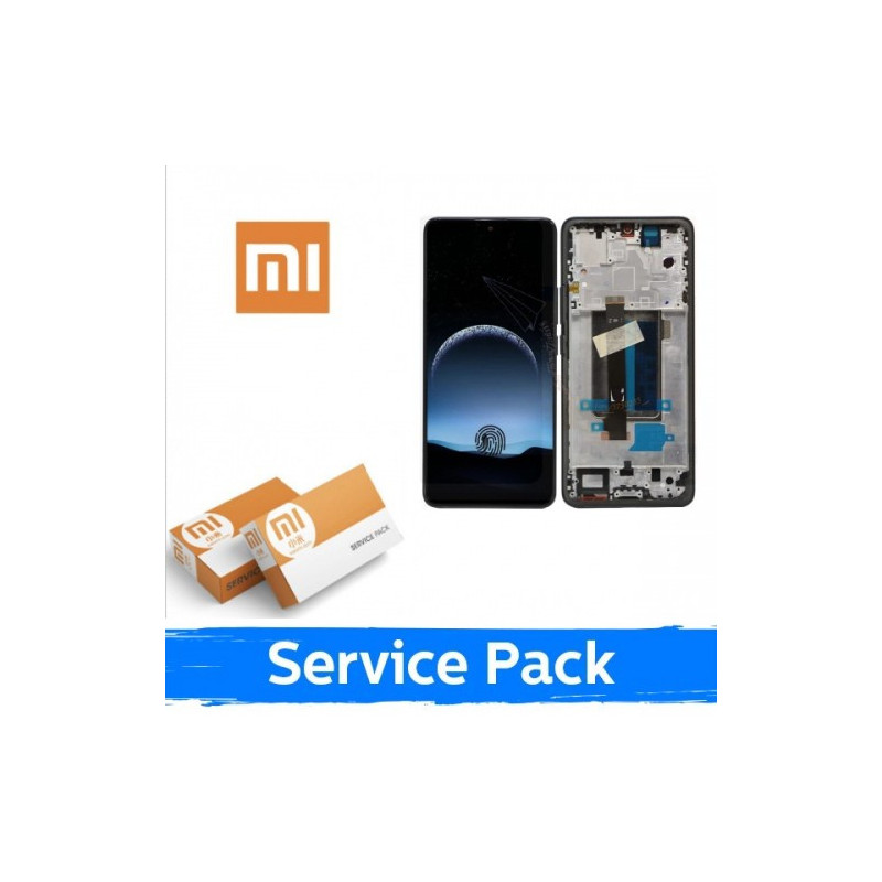 Ekranas skirtas Xiaomi Redmi Note 13 Pro 5G / Poco X6 5G su rėmeliu / Midnight Black (Black) / (Service Pack)