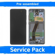 Ekranas skirtas Samsung G980 S20 su rėmeliu / Cosmic Gray / (Pre-assembled Service Pack)