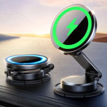 Automobilinis laikiklis Joyroom 'JR-ZS408' juodas (bevielis krovimas 15W) (magnetinis / lipinamas)