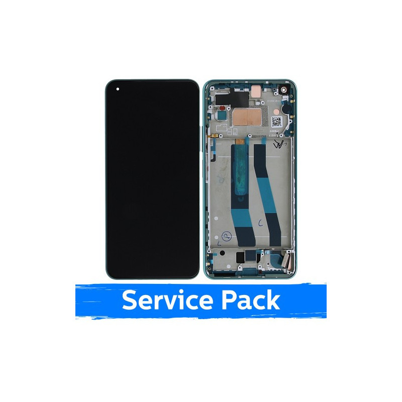 Ekranas skirtas Xiaomi Mi 11 Lite 4G (Lite 5G / Lite 5G NE) su rėmeliu / Mint Green / (Service Pack)