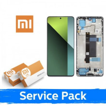 Ekranas skirtas Xiaomi Redmi Note 13 Pro 5G / Poco X6 5G su rėmeliu / White / (Service Pack)