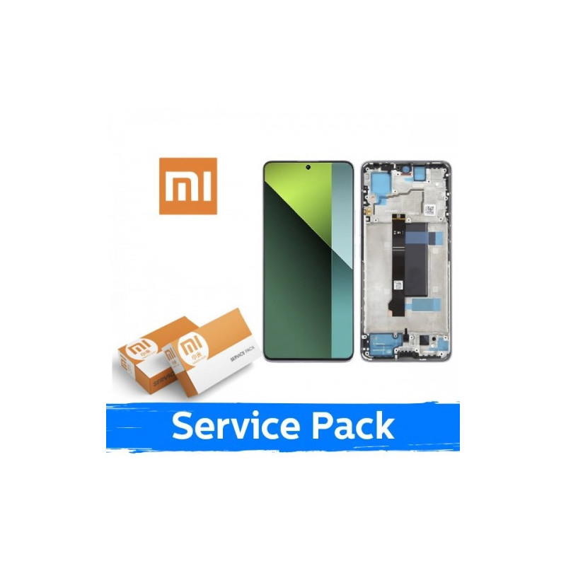 Ekranas skirtas Xiaomi Redmi Note 13 Pro 5G / Poco X6 5G su rėmeliu / White / (Service Pack)