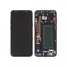 Ekranas skirtas Samsung G955 S8 Plus su rėmeliu / Midnight Black / HQ