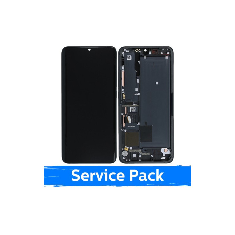 Ekranas skirtas Xiaomi Mi Note 10 (Note 10 Pro / Note 10 Lite) su rėmeliu / Midnight Black / (Service Pack)