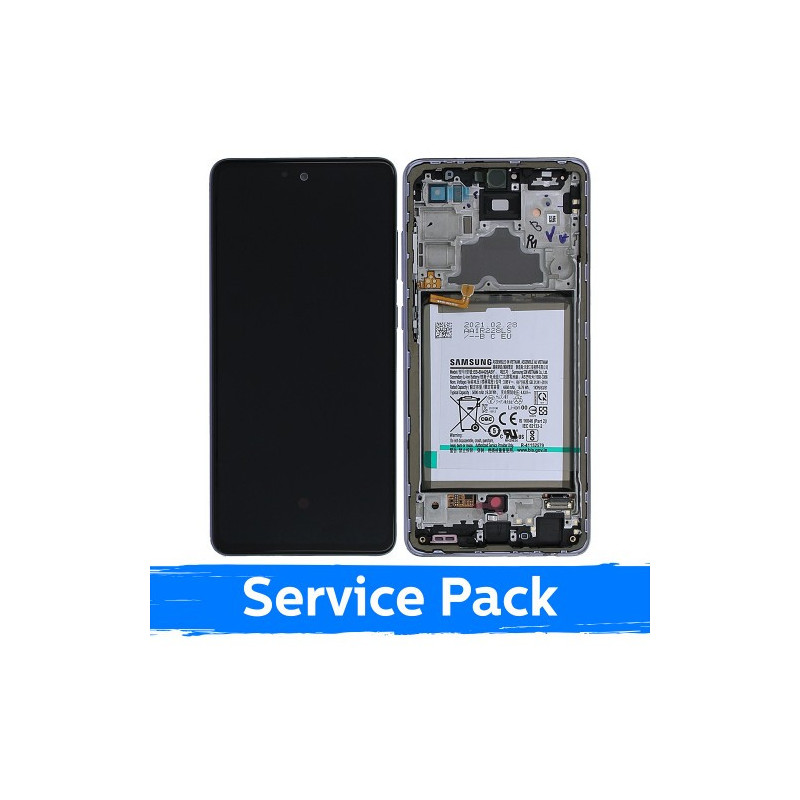 Screen for Samsung A725 A72 with frame / Awesome Violet / (Service Pack) +INCLUDING BATTERY
