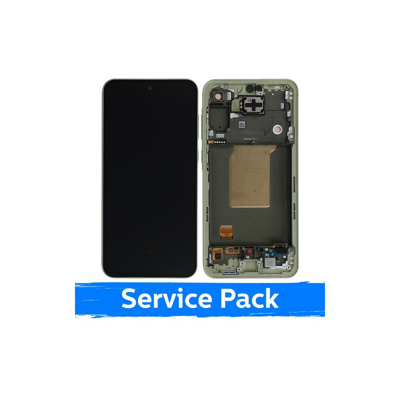 Ekranas skirtas Samsung A556 A55 5G su rėmeliu / Lemon / (Service Pack)