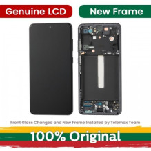 Screen for Samsung G990 S21 FE with frame / Graphite / (Updated: Telemax)