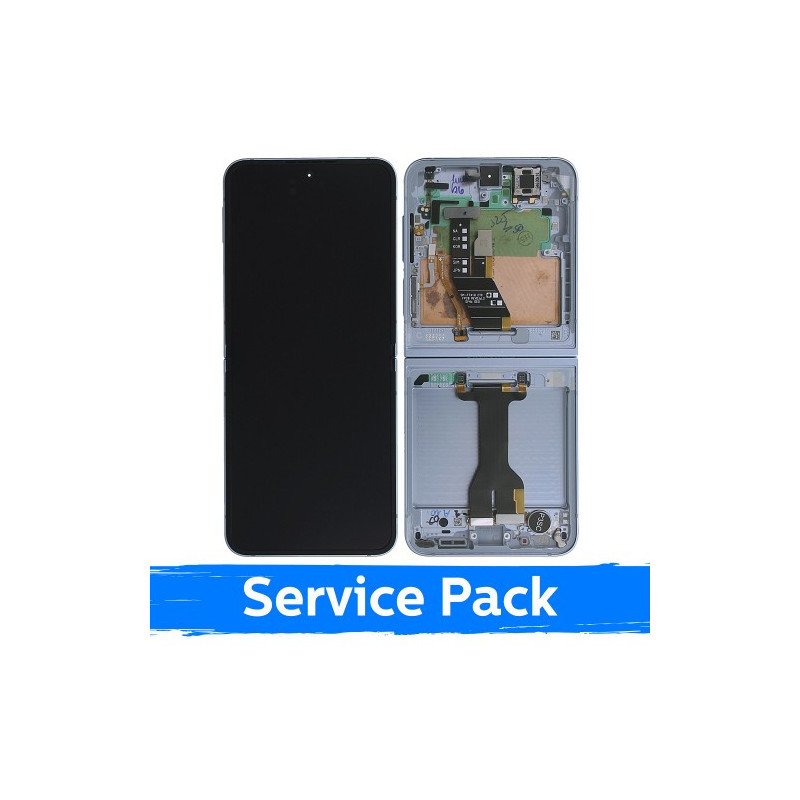 Ekranas skirtas Samsung F741 Z Flip6 (INNER) su rėmeliu / Blue / (Service Pack)