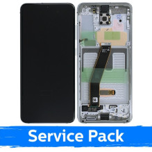 Ekranas skirtas Samsung G980 S20 su rėmeliu / Cloud White / (Service Pack)