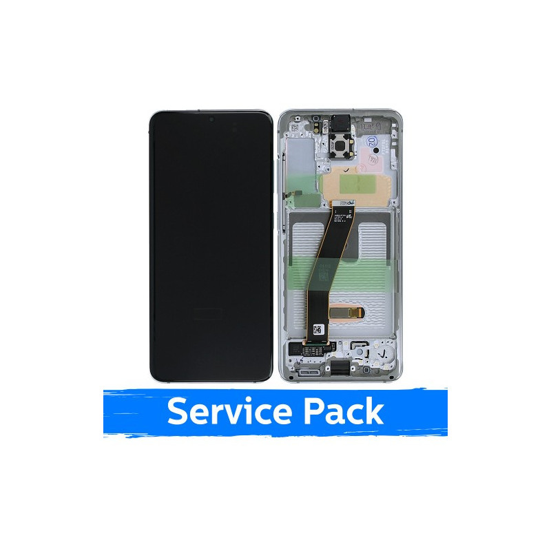 Ekranas skirtas Samsung G980 S20 su rėmeliu / Cloud White / (Service Pack)