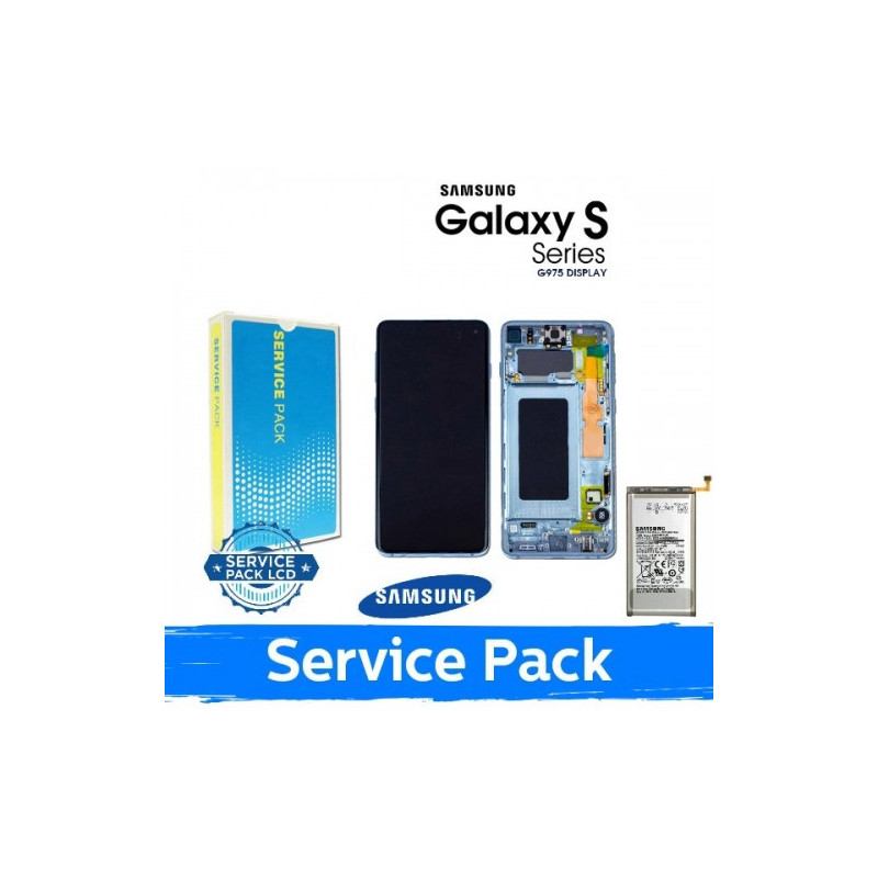 Screen for Samsung G975 S10 Plus with frame / Prism Blue / (Service Pack) +INCLUDING BATTERY