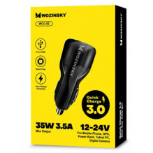 Automobilinis įkroviklis Wozinsky "WCC-02" juodas (2-USB / 35W / 3.5A / Quick Charge 3.0)