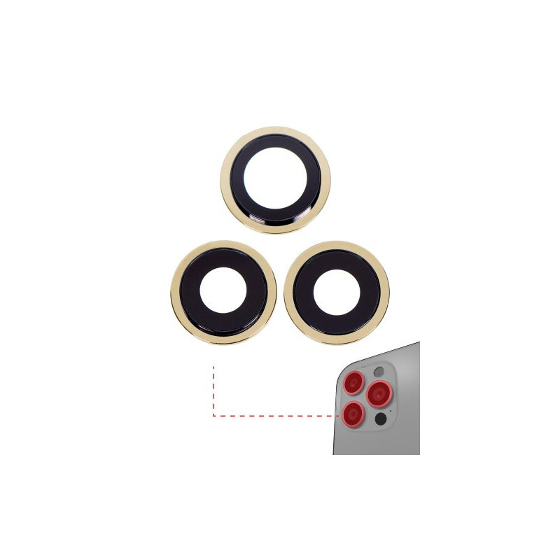Rear camera glass for Apple iPhone 11 Pro / Pro Max rear camera glass original / 3pcs / (with gold frame)