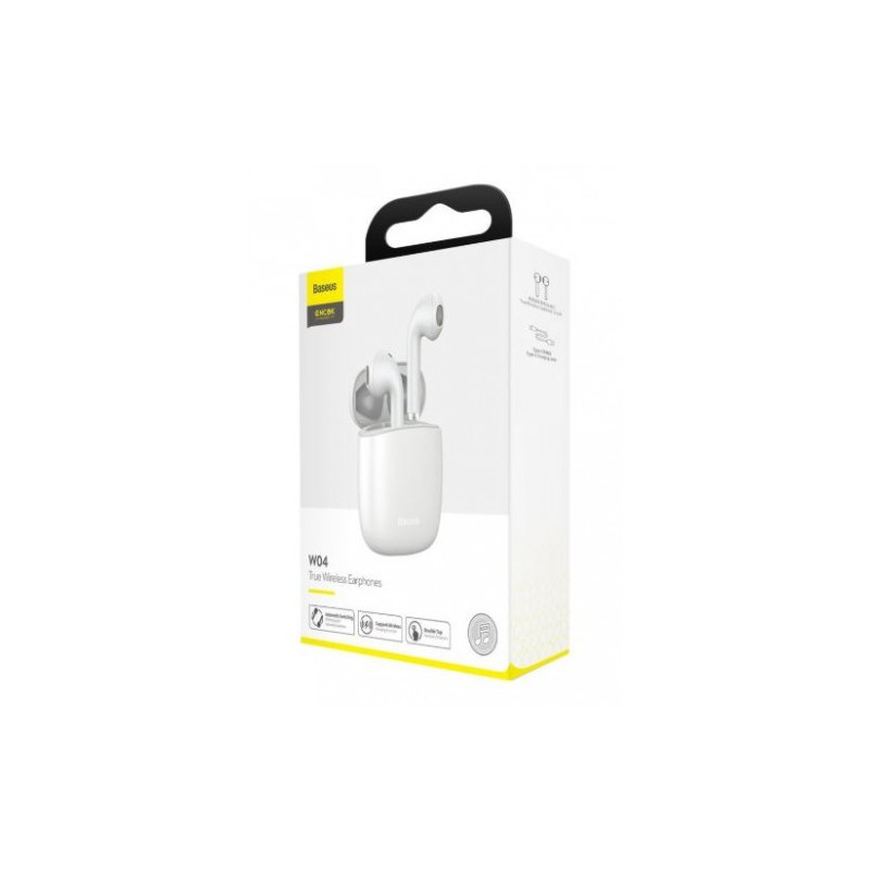 Wireless headset Baseus "W04" white (AirPod design)