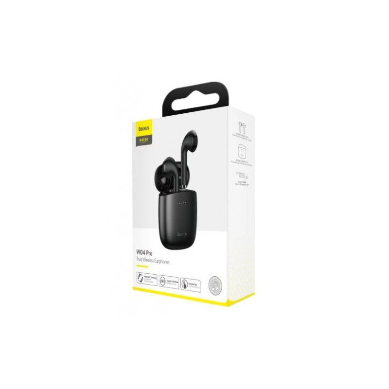 Belaidė laisvų rankų įranga Baseus "W04" juoda (AirPod dizainas)