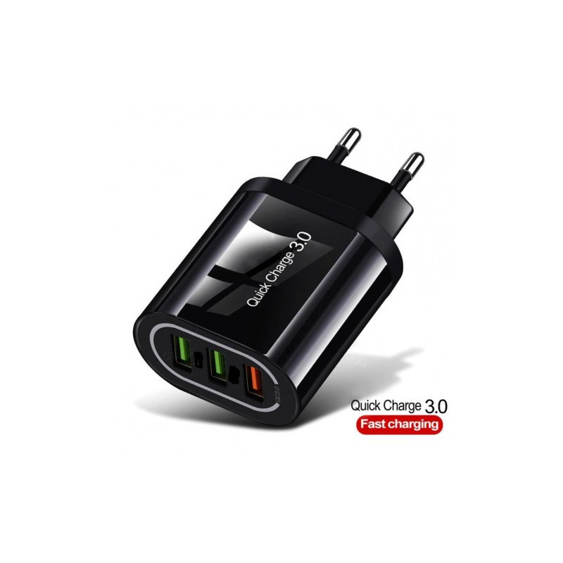 Charger 'QC3.0 Quick Charge' black (3xUSB / 3.1A)