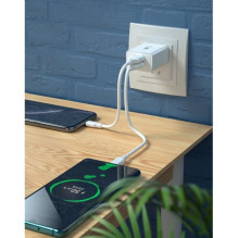 Charger WK Design 'WP-U56' white (Ports: 2xUSB) + 'Type-C' 100cm cable