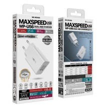 Charger WK Design 'WP-U56' white (Ports: 2xUSB) + 'Type-C' 100cm cable