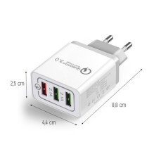 Įkroviklis Wozinsky 'WWC-01' baltas (3xUSB / 30W)