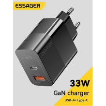 Charger Essager 'GaN Pinson' black 33W (PD / QC3.0)