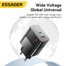Charger Essager 'GaN Pinson' black 33W (PD / QC3.0)